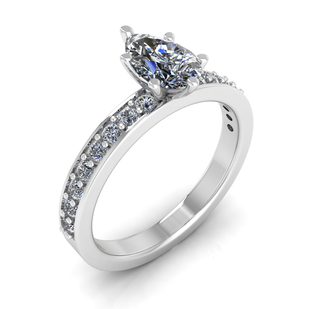 ACCENTED CLASSIC 1 ROW  8.00mm x 6.00mm PEAR ENGAGEMENT RING